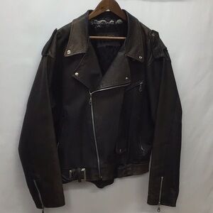 Rage Men’s Brown Leather Motorcycle Jacket Size XL